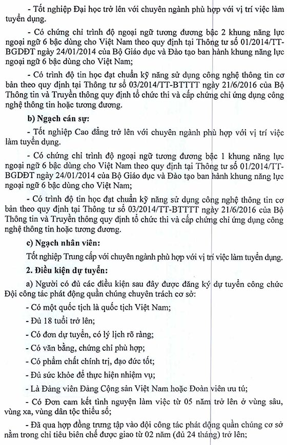UBND tỉnh Đắk Lắk tuyển dụng công chức Đội công tác phát động quần chúng chuyên trách cơ sở năm 2020