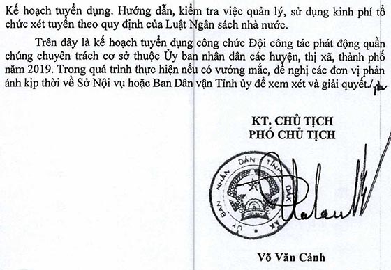 UBND tỉnh Đắk Lắk tuyển dụng công chức Đội công tác phát động quần chúng chuyên trách cơ sở năm 2020