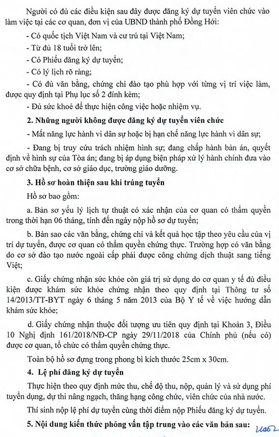 UBND TP.Đồng Hới Quảng Bình tuyển dụng giáo viên năm 2020