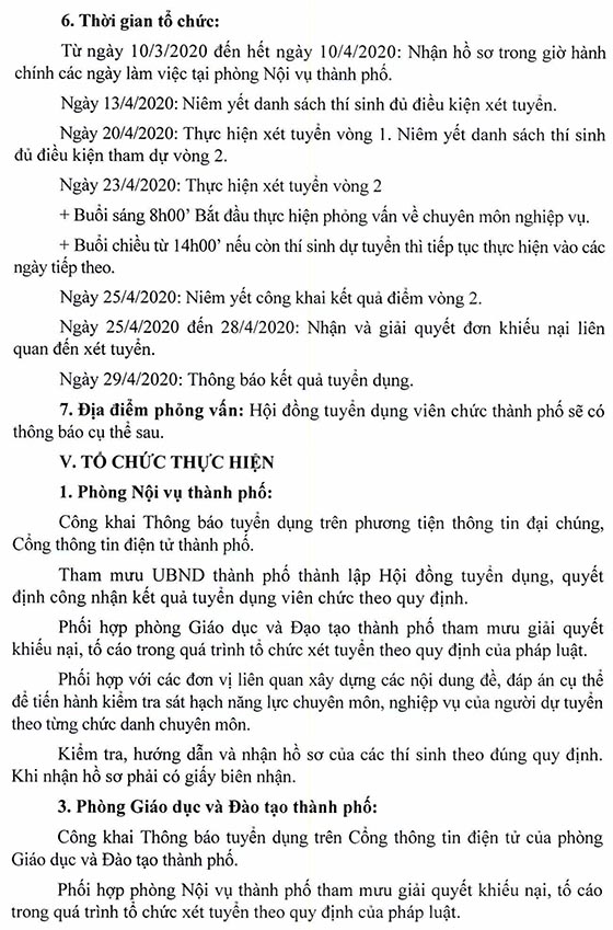UBND TP.Thái Nguyên tuyển dụng viên chức giáo dục năm 2020