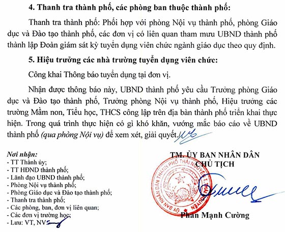 UBND TP.Thái Nguyên tuyển dụng viên chức giáo dục năm 2020