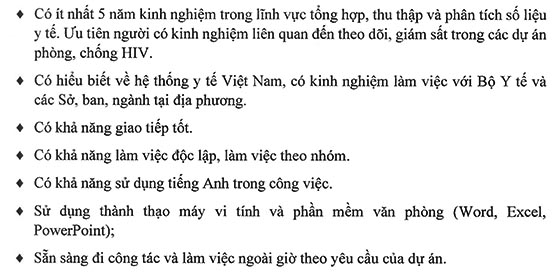 Ban Quản lý các dự án hỗ trợ phòng chống HIV/AIDS thông báo tuyển dụng