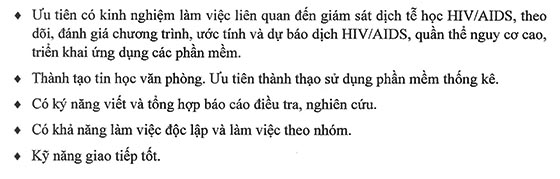 Ban Quản lý các dự án hỗ trợ phòng chống HIV/AIDS thông báo tuyển dụng