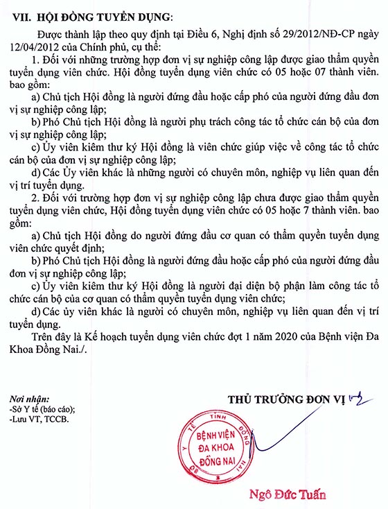 Bệnh viện Đa khoa Đồng Nai tuyển dụng viên chức năm 2020