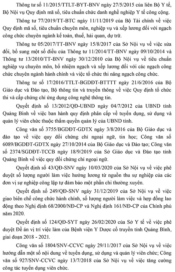 Bệnh viện Y Dược cổ truyền tỉnh Quảng Bình tuyển dụng viên chức năm 2020