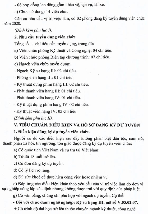 Đài Phát thanh và Truyền hình Đồng Tháp tuyển dụng viên chức năm 2020