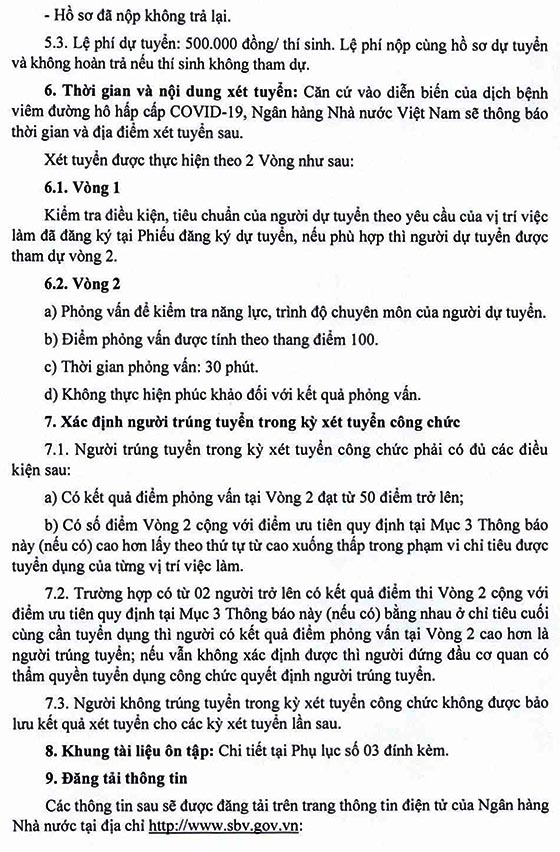 Ngân hàng Nhà nước Việt Nam tuyển dụng công chức loại C năm 2020