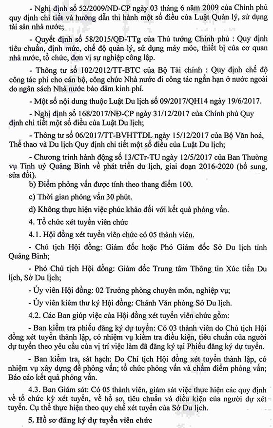 Sở Du lịch tỉnh Quảng Bình tuyển dụng viên chức năm 2020