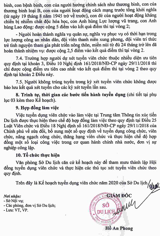 Sở Du lịch tỉnh Quảng Bình tuyển dụng viên chức năm 2020