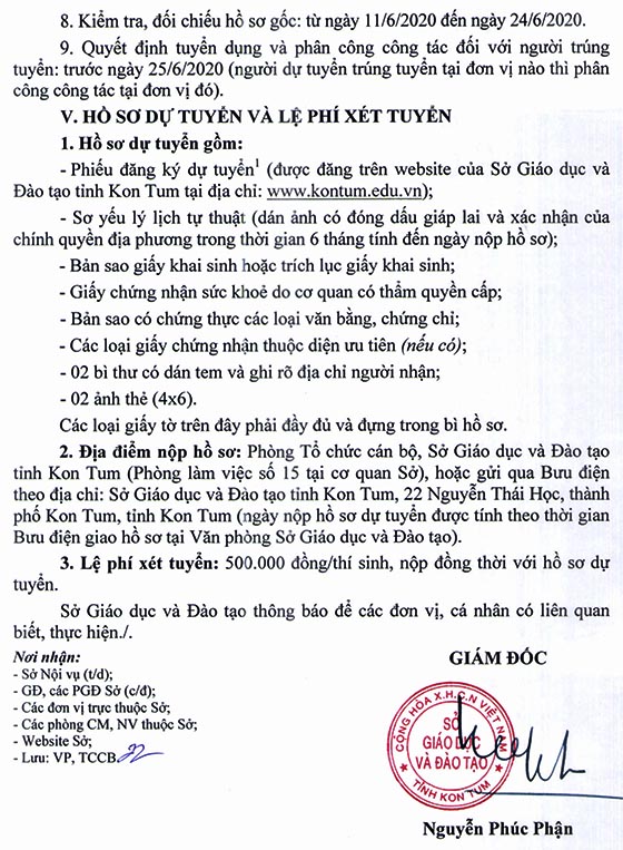 Sở Giáo dục và Đào tạo tỉnh Kon Tum tuyển dụng viên chức giáo dục năm học 2019-2020