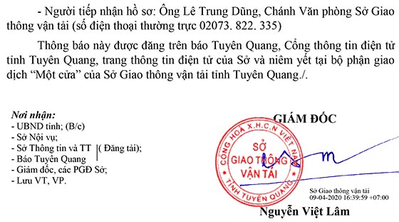 Sở Giao thông vận tải tỉnh Tuyên Quang tiếp nhận công chức năm 2020 
