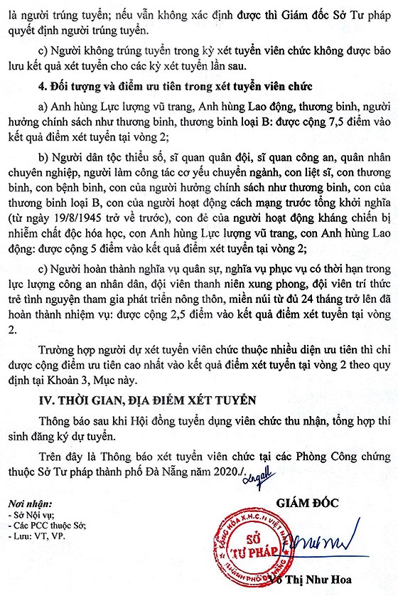 Sở Tư pháp TP.Đà Nẵng xét tuyển viên chức năm 2020