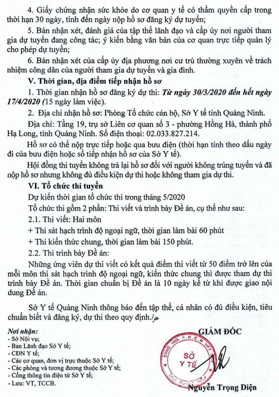 Sở Y tế tỉnh Quảng Ninh thi tuyển công chức, viên chức năm 2020