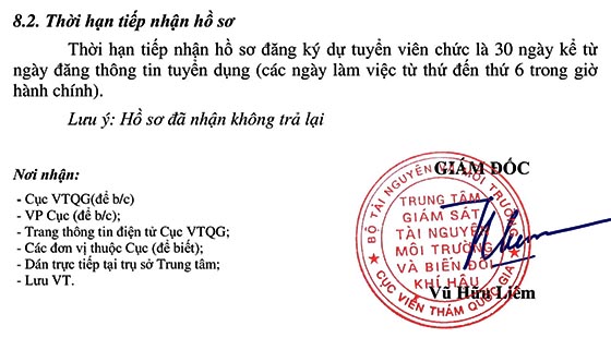 Trung tâm Giám sát tài nguyên môi trường và Biến đổi khí hậu tuyển dụng viên chức năm 2020