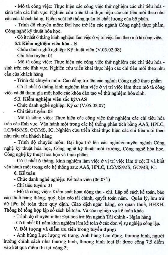 Trung tâm Kỹ thuật Tiêu chuẩn Đo lường Chất lượng Bình Thuận tuyển dụng viên chức năm 2020 
