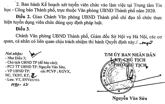Trung tâm Tin học - Công báo TP.Hà Nội tuyển dụng viên chức năm 2020
