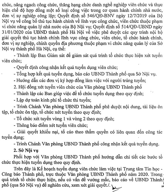 Trung tâm Tin học - Công báo TP.Hà Nội tuyển dụng viên chức năm 2020