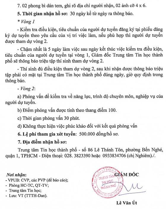 Trung tâm Tin học TP.HCM tuyển dụng viên chức năm 2020