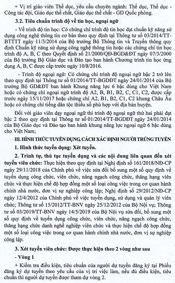 UBND huyện Quỳnh Nhai, Sơn La tuyển dụng giáo viên năm 2020