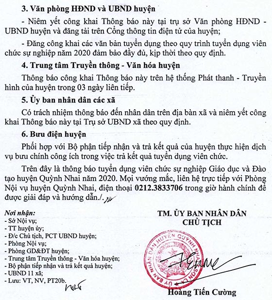 UBND huyện Quỳnh Nhai, Sơn La tuyển dụng giáo viên năm 2020