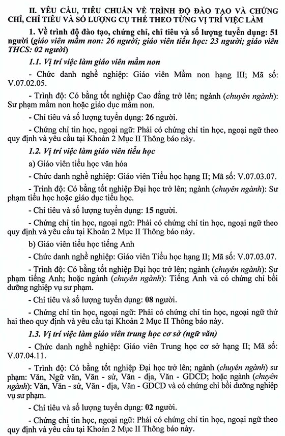 UBND huyện Vân Hồ, Sơn La tuyển dụng giáo viên năm 2020