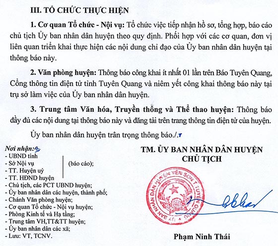 UBND huyện Yên Sơn, Tuyên Quang tiếp nhận viên chức năm 2020