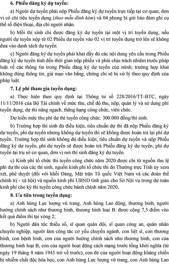 Ban Thường vụ Tỉnh ủy Bình Thuận tuyển dụng công chức năm 2020