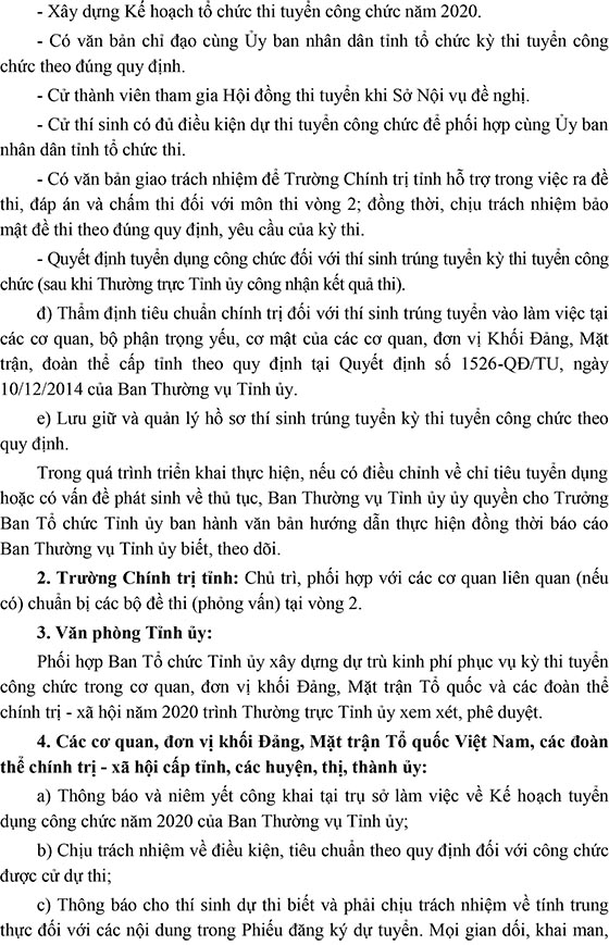 Ban Thường vụ Tỉnh ủy Bình Thuận tuyển dụng công chức năm 2020