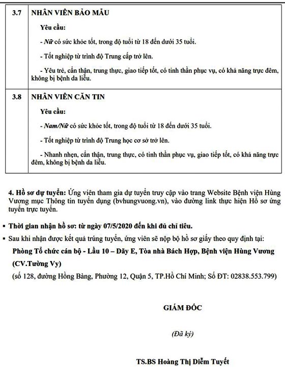Bệnh Viện Hùng Vương TP.HCM tuyển dụng nhân sự tháng 5/2020