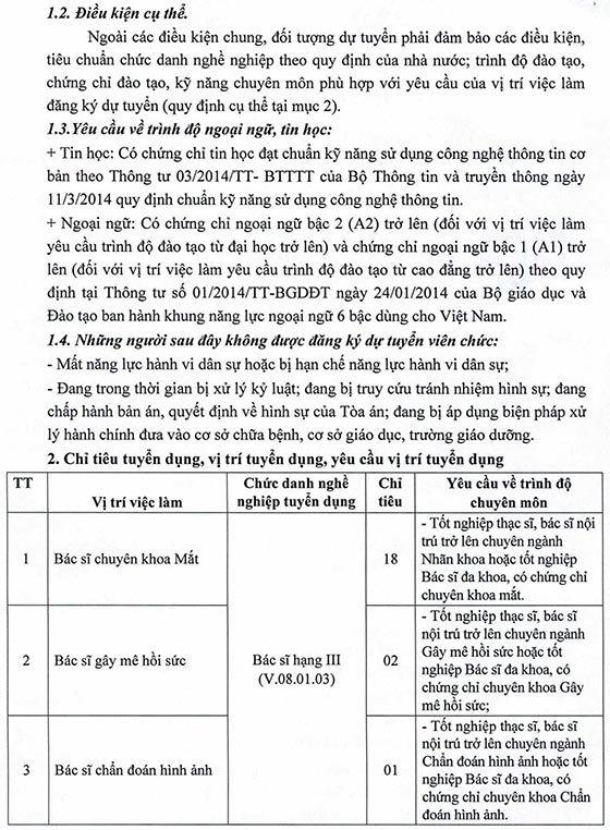 Bệnh viện Mắt Trung ương tuyển dụng viên chức năm 2020