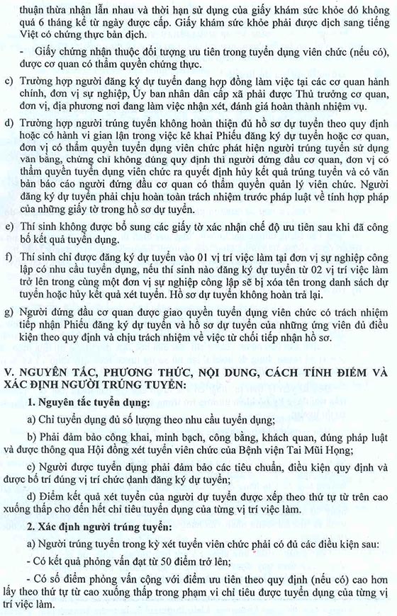 Bệnh viện Tai Mũi Họng TP.HCM tuyển dụng viên chức năm 2020
