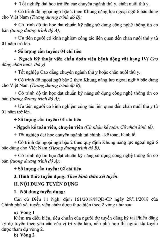 Chi cục Chăn nuôi và Thú y tỉnh Đồng Nai tuyển dụng viên chức năm 2020
