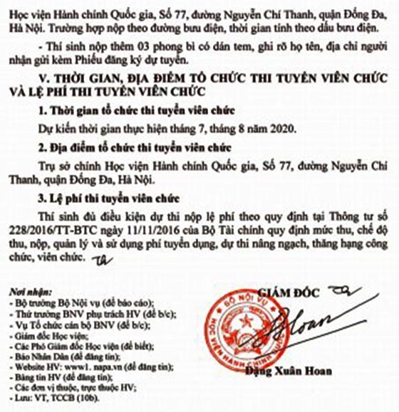 Học viện Hành chính Quốc gia tuyển dụng viên chức năm 2020
