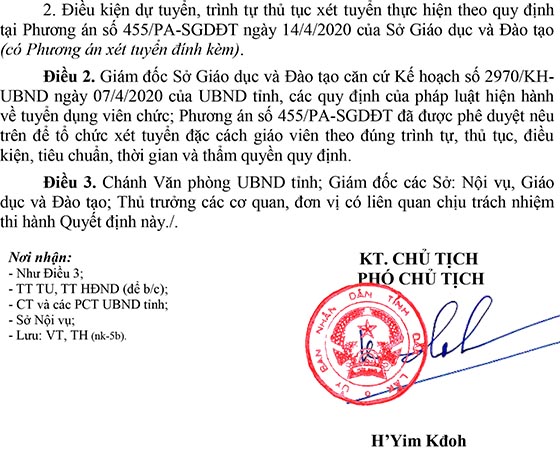 Sở Giáo dục và Đào tạo tỉnh Đắk Lắk tuyển dụng đặc cách giáo viên năm 2020
