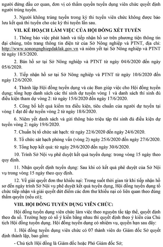 Sở Nông nghiệp và Phát triển nông thôn tỉnh Đắk Lắk tuyển dụng viên chức năm 2020