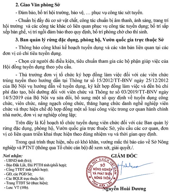 Sở Nông nghiệp và Phát triển nông thôn tỉnh Đắk Lắk tuyển dụng viên chức năm 2020