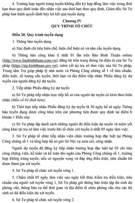 Sở Tư pháp Bình Thuận tuyển dụng viên chức năm 2020