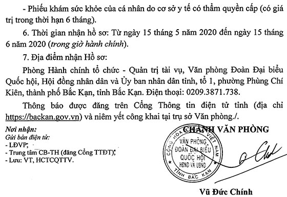 Trung tâm Công báo - Tin học tỉnh Bắc Kạn tiếp nhận viên chức năm 2020
