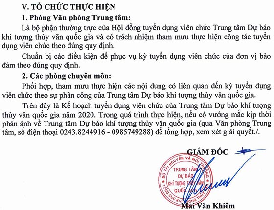 Trung tâm Dự báo KTTV quốc gia tuyển dụng viên chức năm 2020
