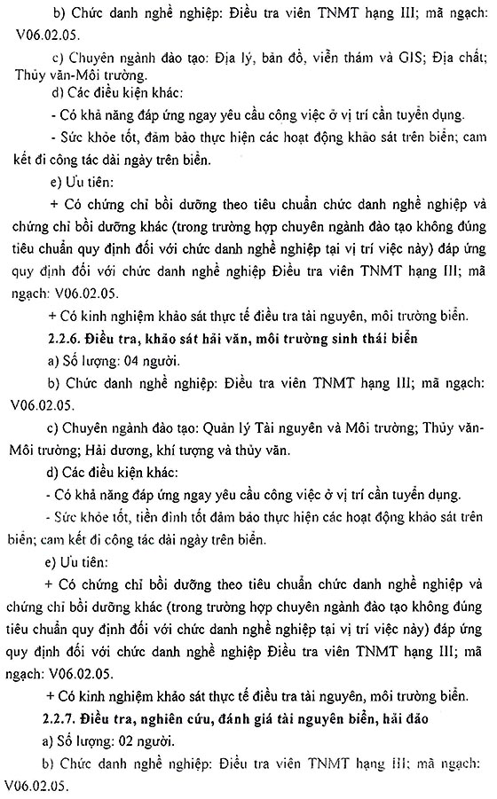Trung tâm Quy hoạch và Điều tra tài nguyên - môi trường biển khu vực phía Nam tuyển dụng viên chức năm 2020