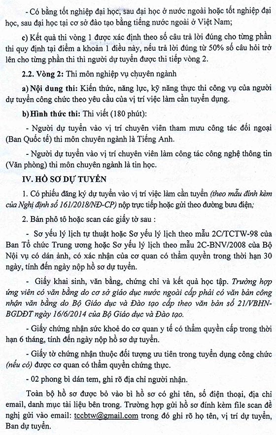 Trung ương Hội LHPN Việt Nam tuyển dụng công chức năm 2020