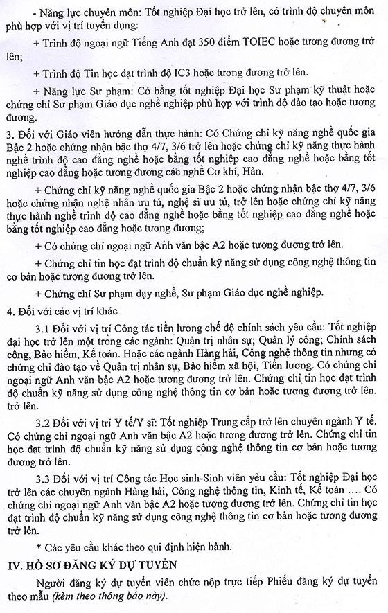 Trường Cao Đẳng Hàng Hải II TP.HCM tuyển dụng viên chức năm 2020