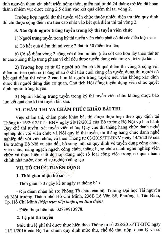 Trường Đại học Tài nguyên và Môi trường TP.Hồ Chí Minh tuyển dụng viên chức năm 2020