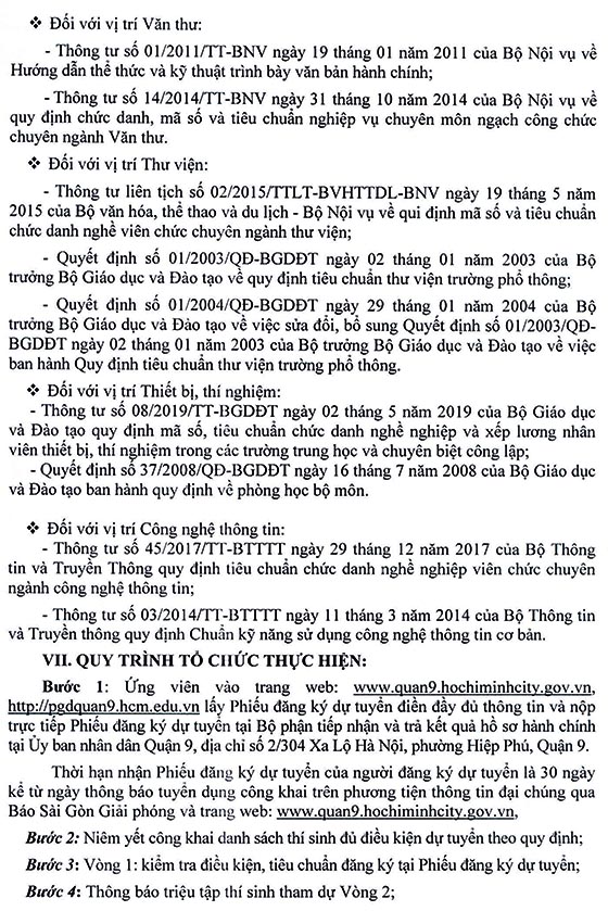 UBND Quận 9, TP.HCM tuyển dụng viên chức giáo dục năm học 2020 - 2021