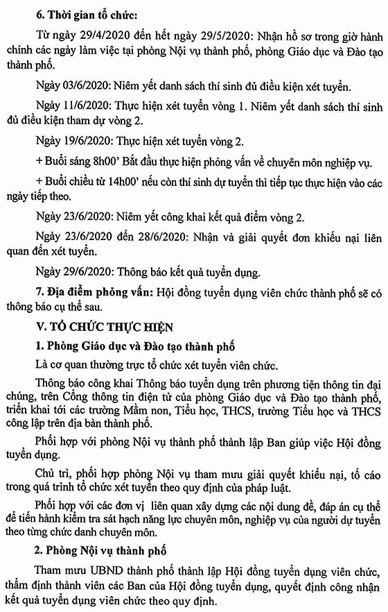 UBND TP.Thái Nguyên tuyển dụng viên chức giáo dục năm 2020