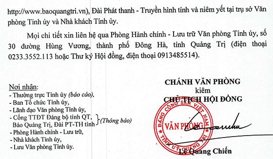 Văn phòng Tỉnh ủy Quảng Trị tuyển dụng viên chức năm 2020  