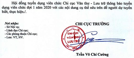 Chi cục Văn thư - Lưu trữ tỉnh Đồng Nai tuyển dụng viên chức đợt 1 năm 2020