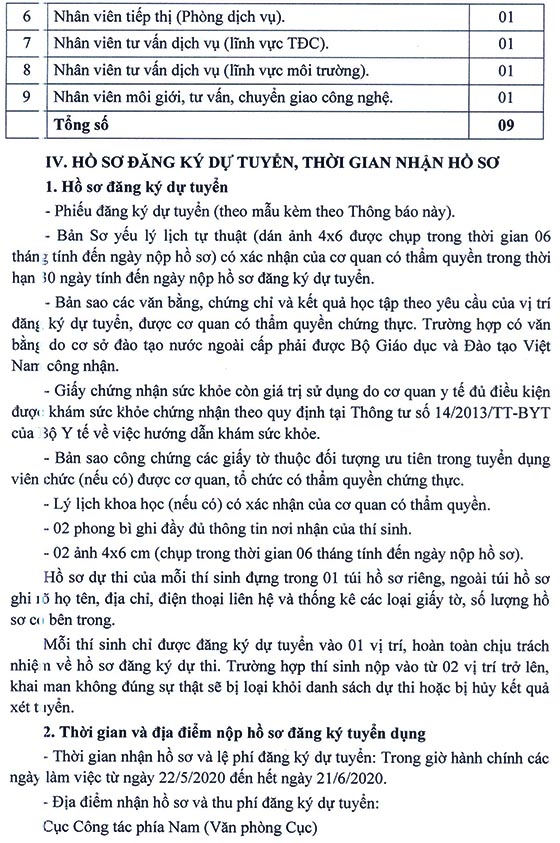 Cục Công tác phía Nam tuyển dụng viên chức năm 2020