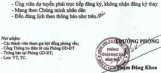 Phòng Giáo dục và Đào tạo Quận 3, TP.HCM xét tuyển giáo viên năm học 2020-2021