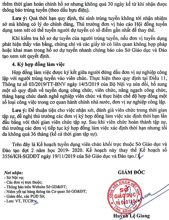 Sở Giáo dục và Đào tạo Đồng Nai xét tuyển viên chức đợt II năm học 2019-2020